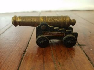 Military Vintage Brass Cast Iron Mini Cannon Fort Frederica Monument