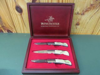 Winchester 2006 Limited Edition Wildlife 3 - Knife Set In Wood Box Pocket Knives