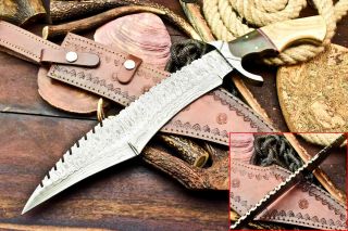 Custom Handmade Damascus Hunting Blade Hunter Camping Full Tang Knife