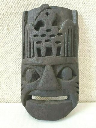 Hand Carved Wood Tiki,  Black Mask Wall Hanging