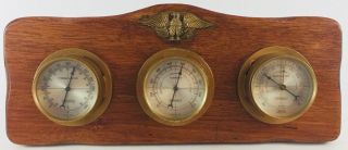 Vintage Springfield Instruments Weather Station Thermometer Barometer Humidity