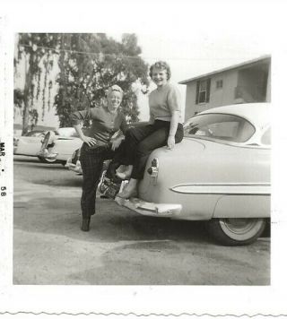 Vintage Antique Photograph Women Ladies Old Car Auto 1958