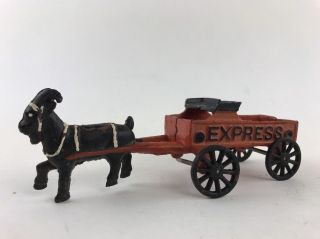 Vintage Cast Iron Express Wagon And Goat Ram (missing Wheel)