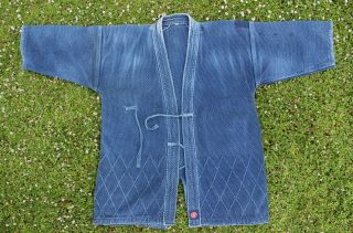 Vintage Japanese Kendo Gi Jacket Sashiko Indigo Blue Aizome Robe Kids