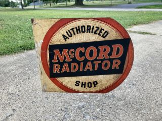 Vintage Mccord Radiator Authorized Shop Sign Rare Flanged Double Sided 1950s