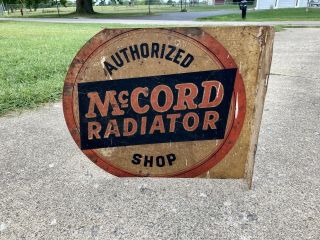 Vintage McCord Radiator Authorized Shop Sign Rare Flanged Double Sided 1950s 2