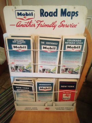 Mobil Road Maps Map Rack,  Stand.  Maps,