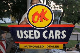 Large OK Chevrolet Cars Dealership Gas Oil 2 Sided 36 