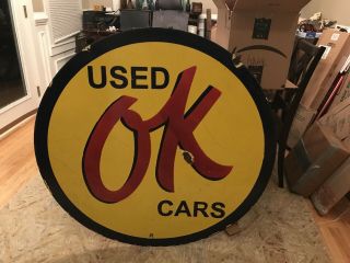 Large Ok Car Dealer Double Sided Porcelain Sign 42”