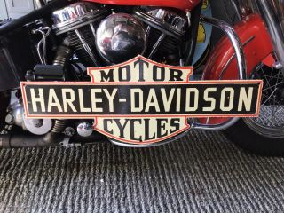 Rare Vintage Porcelain Harley Davidson Dealers Sign Knucklehead Panhead