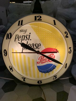 1961 Pepsi Double Bubble Clock - Say Pepsi Please - 15 "