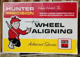 Vintage Hunter Wheel Alignment Automotive - Looking Old Sign Rare