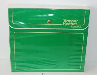Vintage Mead Trapper Keeper Notebook Green 3 Ring Binder Snap Closure 3 Folders