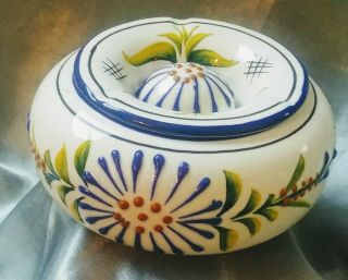 Vintage - Rare Mexican Pottery Hecho En Mexico Talavera Acosta Juicer Blue H.  Mex