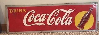 Vintage 1940’s Coca - Cola Embossed Metal Sign