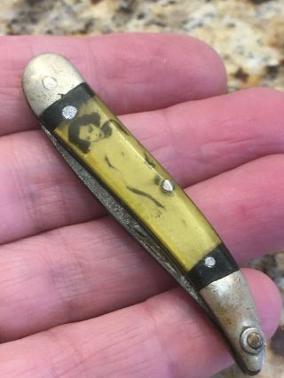 Colonial Folding Pocket Knife Picturing Nude Risque Pin - Up Women 2.  5 " Long