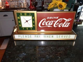 Nos Rare Vintage Drink Coca Cola Light Up Counter Top Advertising Clock 1950s