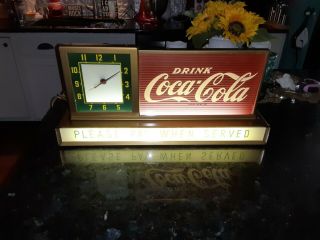 NOS RARE VINTAGE DRINK COCA COLA LIGHT UP COUNTER TOP ADVERTISING CLOCK 1950s 3