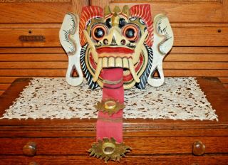 Vintage Bali Mask Rangda Demon Evil One Barong Dance 1968 Souvenir Wood Handmade