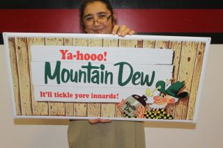 Mountain Dew Soda Pop Gas Station 32 " Embossed Metal Sign