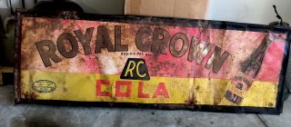 Large 54x18 Vintage Embossed Drink Rc Cola Royal Crown Soda Metal Sign R C 1940s