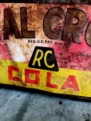 Large 54x18 Vintage Embossed Drink RC Cola Royal Crown Soda Metal Sign R C 1940s 3