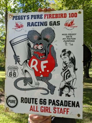 Large Vintage Old Pure Oil 1963 Gasoline Porcelain Advertising Gas Sign Route 66
