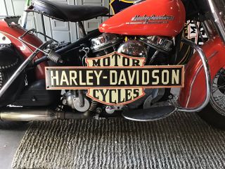 Rare Vintage Porcelain 29” Harley - Davidson Dealers Sign