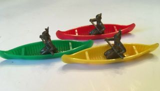 Rare Dime Store Toy Set " Shooting The Rapids " Canoes W/ Figures Paddling 40 - 50 