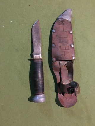 Old Antique Marbles Hunting Knife And Sheath