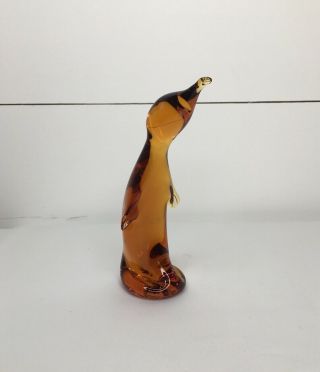 Vintage Viking Glass Amber Brown Glass Penguin Figurine Animal