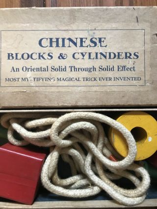 Vintage - Chinese Blocks And Cylinders 1940 ' s Magic Trick Prof Andreen 2