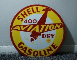 Vintage Shell Porcelain Sign Gas Motor Oil Station Pump Clam Gasoline Ad Pump