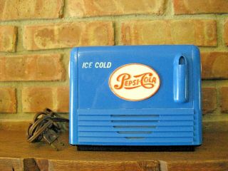Vintage 1950’s Pepsi - Cola Blue Soda Pop Cooler Radio