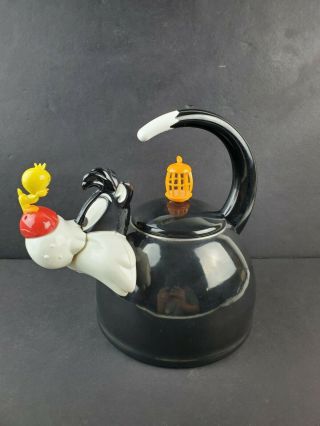 Vintage Looney Tunes Sylvester Cat - Tweety Bird 1995 Tea Kettle Pot Kamenstein Wb