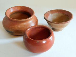 Three Vintage Native American Pueblo Pottery Bowls