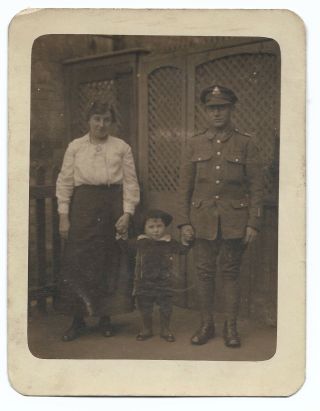 Soldier With Wife & Infant Son Wwi Era Photo 342w
