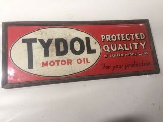 Flying A Tydol Motor Oil Wood Framed Tin Single Sided 50x20 Sign Gas