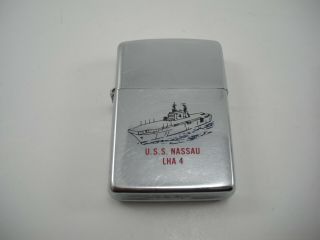 Vintage Doubled Sided Military Zippo Lighter Uss Nassau