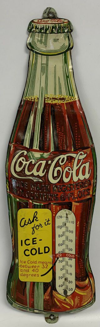 Vintage Coca Cola Tin Sign Thermometer