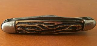 Vintage Colonial Prov USA 610 Peanut Folding Pocket Knife 2 Blades Stag/Bone 3