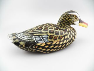 Wooden Duck Decoy 10 " Long Made In The People’s Republic Of China Hand Painted