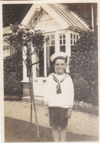 Old Photo Children Boy Military Uniform Navy Cap Hms Victory Oc1