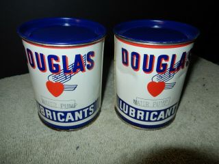 Douglas Lubricants Oil Can,  Los Angeles Ca (2) Very Rare 1 Lbs.  Canco