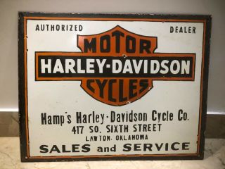 Harley - Davidson Motorcycle Sales & Service Porcelain Enamel Sign Board