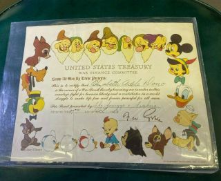 Vintage Walt Disney United States Treasury War Bond Neat L@@k