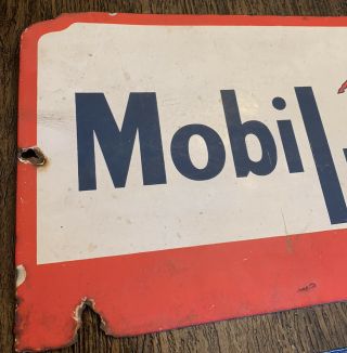 Vintage Mobil Lubrication Pegasus Porcelain Oil Rack Sign Mobilgas RARE 1940’s 2