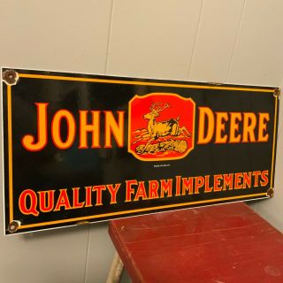Vintage John Deere Quality Farm Implements Equipment Porcelain Sign