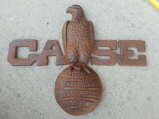 J I Case Cast Iron Eagle Globe Ball Emblem Plaque Sign Steam Tractor