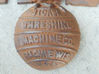 J I CASE cast iron Eagle globe ball emblem plaque sign steam tractor 2